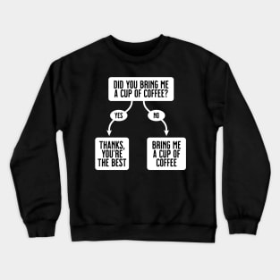 Did You Bring Me A Cup Of Coffee? - Funny, Cute Flowchart Crewneck Sweatshirt